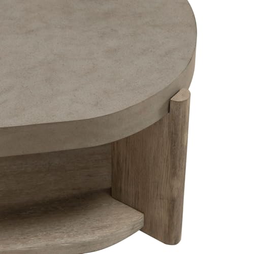 Liberty Furniture Affinity Oval Cocktail Table with Casters for Living Room - Dusty Taupe Faux Concrete Tops - size: Oval Cocktail Table