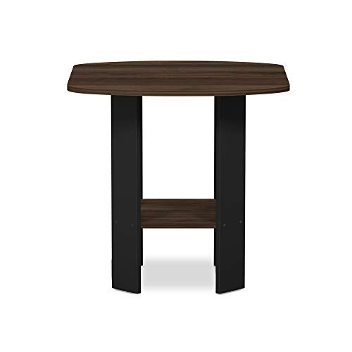 Furinno SIMPLE DESIGN Side Table, 2-Tier Modern End Table with Soft Edges, Open Shelves Night Stand, Bedside Table, for Living Room, Bedroom, Columbia Walnut - color: Columbia Walnut/Black, size: 1-Pack, 2 Tiers, Standard Leg