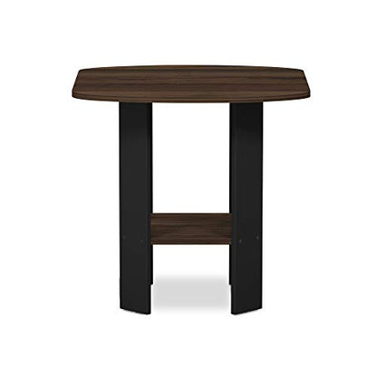 Furinno SIMPLE DESIGN Side Table, 2-Tier Modern End Table with Soft Edges, Open Shelves Night Stand, Bedside Table, for Living Room, Bedroom, Columbia Walnut - color: Columbia Walnut/Black, size: 1-Pack, 2 Tiers, Standard Leg
