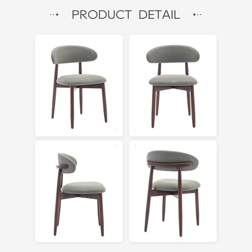 COLAMY Wooden Dining Room Chairs Set of 2, Modern Upholstered Fabric Dining Chairs, Farmhouse Kitchen Side Chair with Foot Pegs, Green - color: Green, size: Set of 2