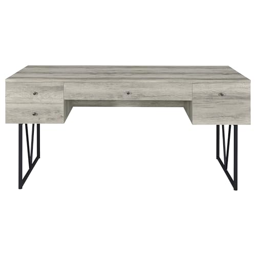 Coaster Home Furnishings Analiese Rustic 63-Inch 4-Drawer Home Office Computer Writing Desk Study Table with Storage Engineered Eco-Friendly Wood Look Laminate Sturdy Steel Grey Driftwood 801999 - color: Grey