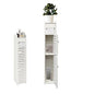 Small Bathroom Storage Cabinet, Slim Toilet Paper Organizer with 2 Doors & Shelves, Over Toilet Storage Cabinet for Skinny Bathroom Space Corner - White