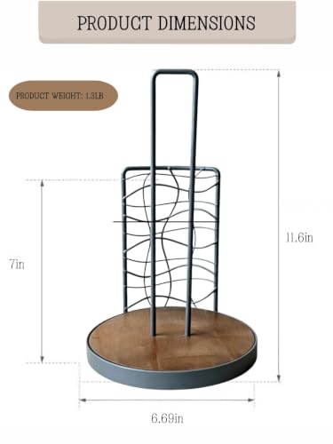Farmhouse Paper Towel Holder Countertop, 11.6" Pre-Assembled Kitchen Rack for Easy Tear