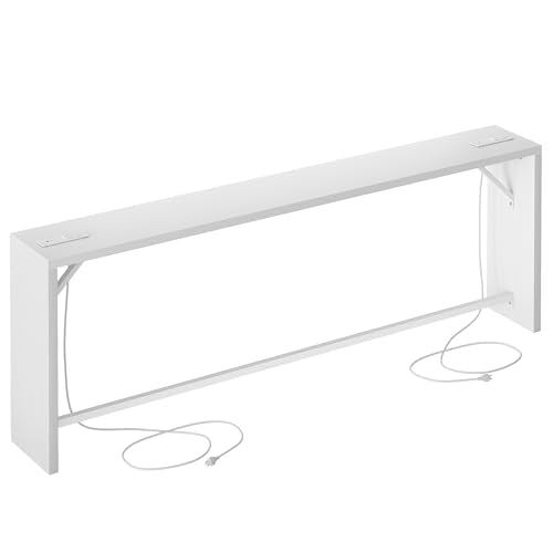 TIQLAB Sofa Table, 79''L x 9.1''W (1.2'' Thickness) Long Console Table Behind Couch, Entryway Table with Angled Metal Frame, Industrial Console Table, White - color: White, size: 79''L x 9.1''W x 31.5''H