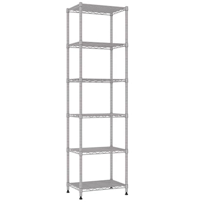 REGILLER 6 Wire Shelving Steel Storage Rack Adjustable Unit Shelves for Laundry Bathroom Kitchen Pantry Closet (16.7L x 11.9W x 64H, Silver) - color: Silver
