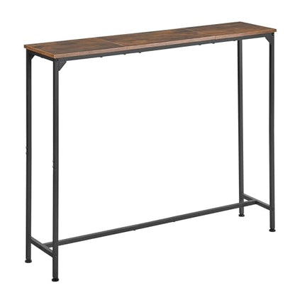 Console Table, Narrow Entryway Table, Thin Sofa Table, Behind Couch Table,for Hallway, Bedroom, Living Room, Foyer, 9.4 x 39.4 x 31.5 Inches, Rustic Brown - size: 9.4" W x 39.4" D, style: Ordinary
