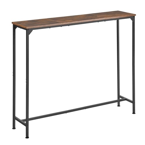 Console Table, Narrow Entryway Table, Thin Sofa Table, Behind Couch Table,for Hallway, Bedroom, Living Room, Foyer, 9.4 x 39.4 x 31.5 Inches, Rustic Brown - size: 9.4" W x 39.4" D, style: Ordinary