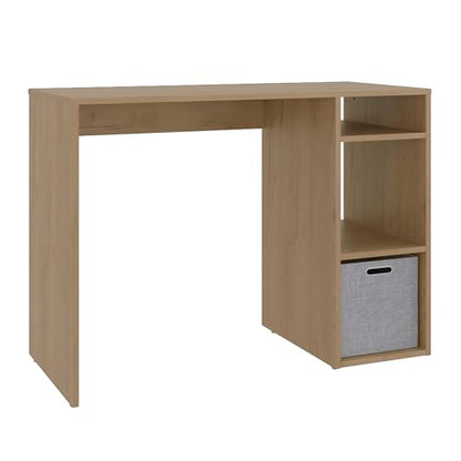 Tuhome Dalia Computer Desk with 3-Tier Open Side Shelves, 40" Small Office Desk for Home Office, Engineered Wood Writing Table with Storage, White