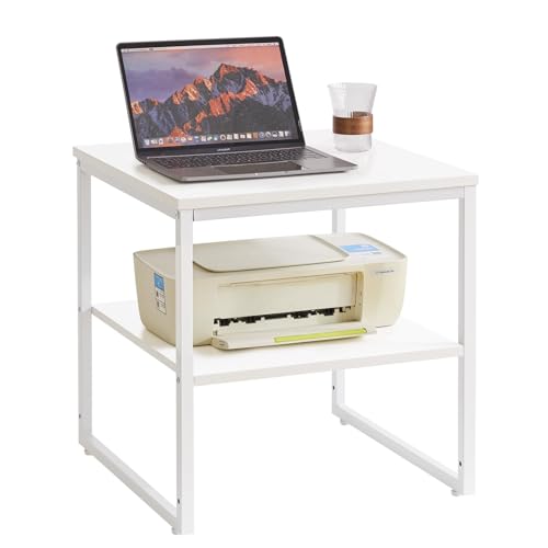 Aibiju Large End Table for Living Room, Small Table Stand 20 Inch, Fridge Stand Printer Table with Adjustable Shelf, Square Tea Coffee Table for Office White YD-TM153W - color: White, style: Basic