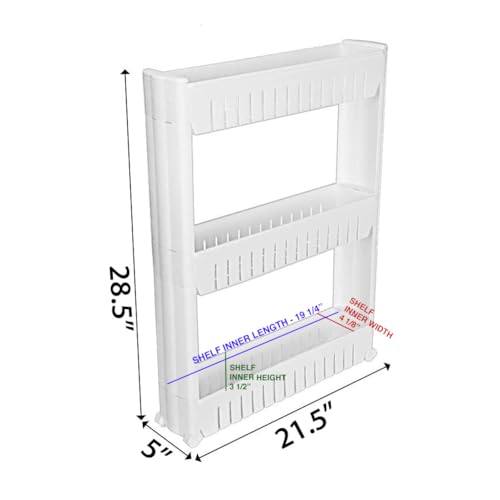 Modern Home Narrow Sliding Storage Organizer Rack - Laundry/Bathroom/Kitchen Portable Storage Shelves