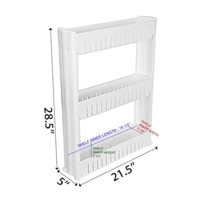 Modern Home Narrow Sliding Storage Organizer Rack - Laundry/Bathroom/Kitchen Portable Storage Shelves