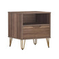 Manhattan Comfort Avira 20 Inch Nightstand with Drawer and Shelf, Mid Century Modern Bedroom Stand with Storage, Compact Side End Table with Metal Legs, Brown - color: Brown