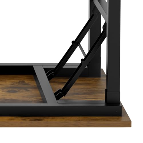 Need Home Office Desk Large Computer Desk 60 inch Sturdy Table Foldable Desk Gaming Computer Table No Assembly Required, Rustic Brown&Black Frame AC5FB(152.4 * 60) - color: Rustic Brown & Black Frame, size: 60 inch