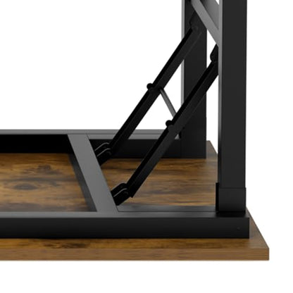 Need Home Office Desk Large Computer Desk 60 inch Sturdy Table Foldable Desk Gaming Computer Table No Assembly Required, Rustic Brown&Black Frame AC5FB(152.4 * 60) - color: Rustic Brown & Black Frame, size: 60 inch