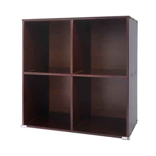 4 Cube Storage Organizer - Pine Wood Bookshelf 11.8" Deep Open Cubby Shelf - Vertical or Horizontal Display Stand,Baking Paint Finish,Easy Assembly Small Bookcase for Bedroom,Entryway,Kids Room - size: 4-Cube-Brown