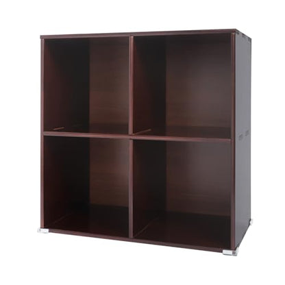 4 Cube Storage Organizer - Pine Wood Bookshelf 11.8" Deep Open Cubby Shelf - Vertical or Horizontal Display Stand,Baking Paint Finish,Easy Assembly Small Bookcase for Bedroom,Entryway,Kids Room - size: 4-Cube-Brown