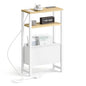 Narrow Side Table with Charging Station Slim End Table Sofa with Magazine Rack, Bedside Table for Small Spaces, 3 Tier Nightstand for Living Room Couch, Bedroom Natural LET503YE - color: Natural, style: With Charging Station