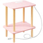 FORAOFUR Pink Side Table with Charging Station, Small Side Table Living Room with 2 USB Ports and Outlets, End Tables for Small Spaces in Living Room, Bedroom & Nursery, 2 Tier Nightstand - color: Pink