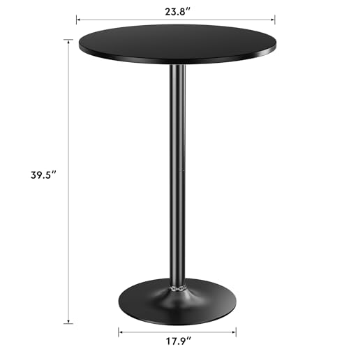 Shahoo Round Bar Table, Cocktail Table with Metal Base & MDF Top, Counter Height Pub Table for Dining Room, Living Room, Kitchen, Bar, Pub, Cafe, Black - color: Black, style: Basic