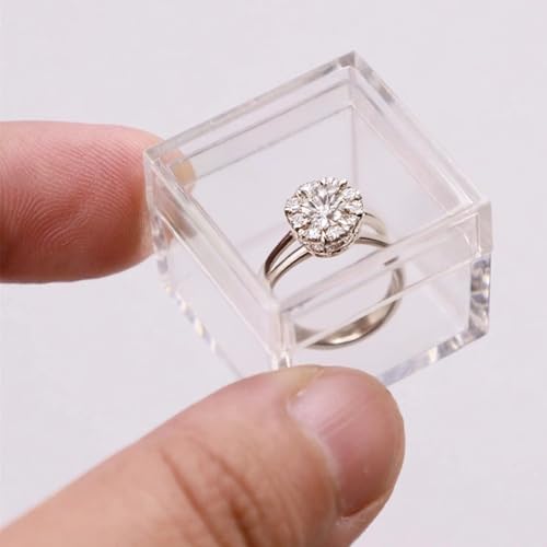 KissYou Small Acrylic Box with Lid Clear Candy Boxes for Display Party Decoration Plastic Square Cube - size: 1.18 x1.18 x 0.86 Inch