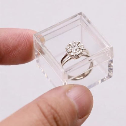 KissYou Small Acrylic Box with Lid Clear Candy Boxes for Display Party Decoration Plastic Square Cube - size: 1.18 x1.18 x 0.86 Inch