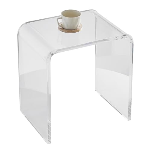 VEVOR Acrylic Side Table, Clear End Table, 18mm Thicker, One-Piece No Assembly Required, 18" High Modern Nightstand Used in Living Room & Bedroom, Bathroom, Home Decor, for Drink, Coffee, Food, Snack - style: U-Shaped
