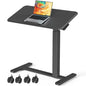Mobile Standing Desk, Left/Right Rolling Bedside Table | 90° Foldable Laptop Desk with Wheels, Height Adjustable Portable Computer Cart for Hospital Home Use, Black - color: Black