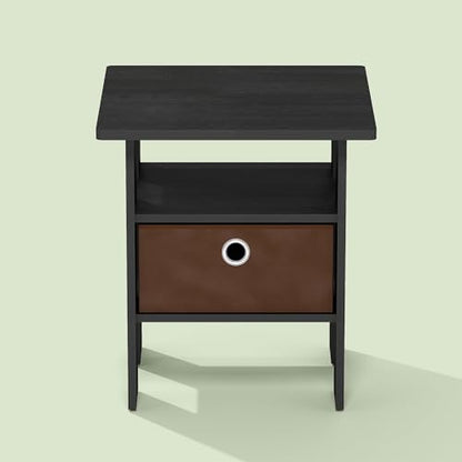 Ipoh End Table, Nightstand, Side Table with Bin Drawer for Small Spaces, Living Room, Bedroom, Black Walnut/Medium Brown - color: Black Walnut/Medium Brown