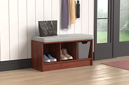 ClosetMaid 1633 Cubeicals 3-Cube Storage Bench, Dark Cherry with Gray Cushion - color: Dark Cherry With Gray Cushion