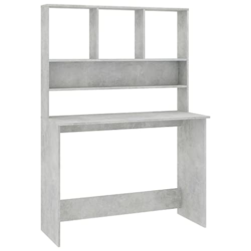 Compact Computer Desk with 3 Storage Shelves, 43.3 Inch Writing Study Table for Small Spaces Home Office, Modern Grey Matte Engineered Wood Workstation - color: Grey-a, size: Compact