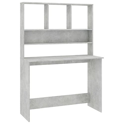 Compact Computer Desk with Storage Shelves, Modern Engineered Wood Writing Table for Small Spaces, Home Office Workstation, Concrete Grey - color: Concrete Gray