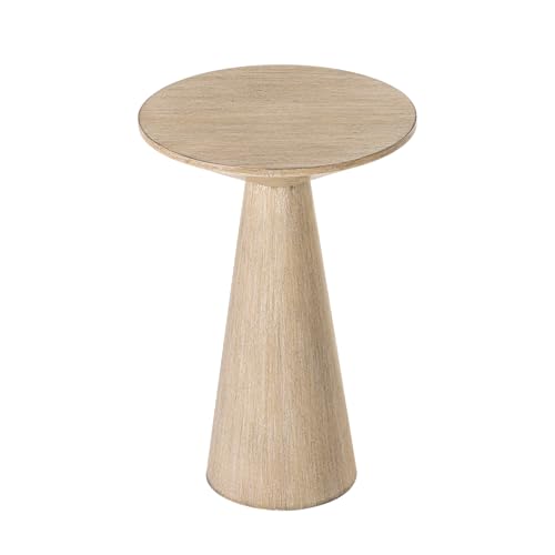 COZAYH Small Pedestal End Table Round Farmhouse Martini Table Wood Plant Stand Rustic Drink Table for Small Space Living Room, Distressed Grey - color: Natural Wood
