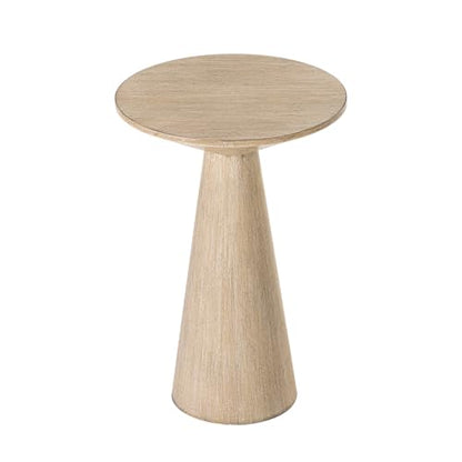 COZAYH Small Pedestal End Table Round Farmhouse Martini Table Wood Plant Stand Rustic Drink Table for Small Space Living Room, Distressed Grey - color: Natural Wood