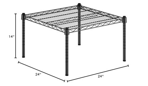 24" x 24" x 14" Black Epoxy Wire Storage Shelf, Dunnage Rack, Commercial 1 Tier Small Shelf - color: Black, size: 24"D x 24"W x 14"H
