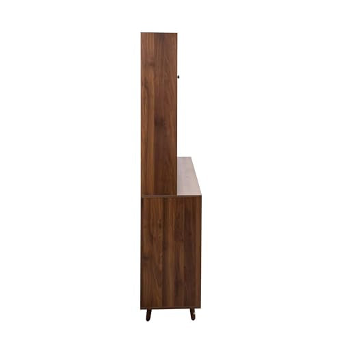 63" W Large Kitchen Hutch Cabinet, Freestanding Pantry Storage Cabinet with Hutch, 4 Doors 4 Drawers & Microwave Shelf, Buffet Sideboard Cupboard for Dining Room Kitchenette, Walnut - color: 05 Walnut
