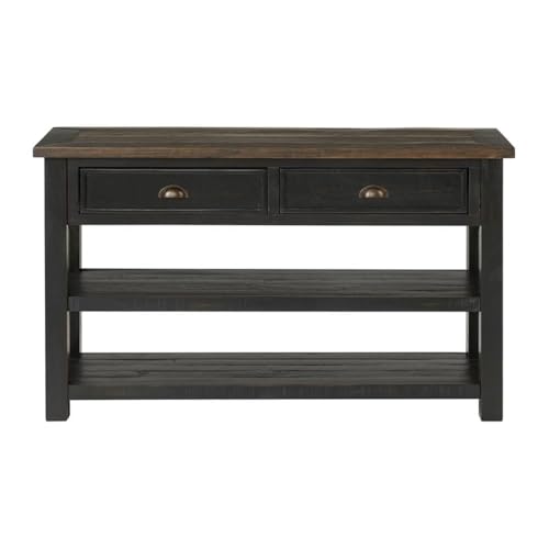 Martin Svensson Home Solid Wood Sofa Console Table, Black with Brown Top - color: Black With Brown Top