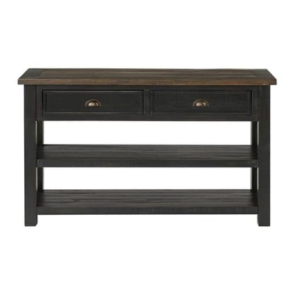 Martin Svensson Home Solid Wood Sofa Console Table, Black with Brown Top - color: Black With Brown Top