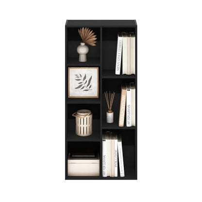 Furinno LUDER Book Shelf, 7-Cube Bookshelf, Bookcase with Open Shelves, 9.4 x 19.5 x 41.7, Easy Assembly, for Living Room, Bedroom, Home Office, Darkwood - color: Darkwood, size: 7-Cube, 9.4 x 19.5 x 41.7
