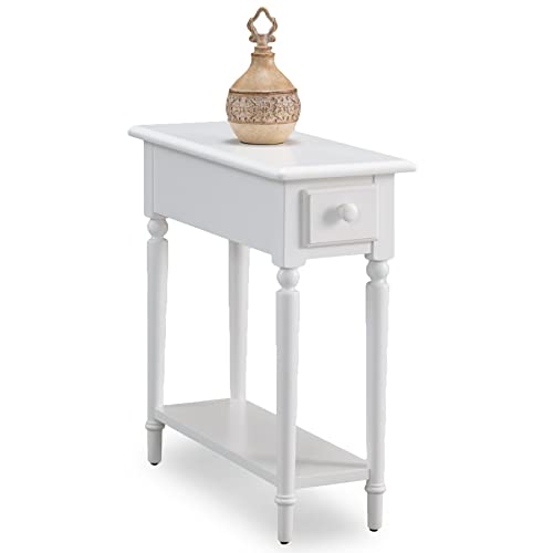 Leick Home Coastal End Table, Solid Wood, 1 Drawer, Bottom Display Shelf, Easy-Assembly, For Living Room/Bedroom, White, 23.5 in. L x 10.0 in. W x 24.0 in. H, 20017-WT - color: Orchid White
