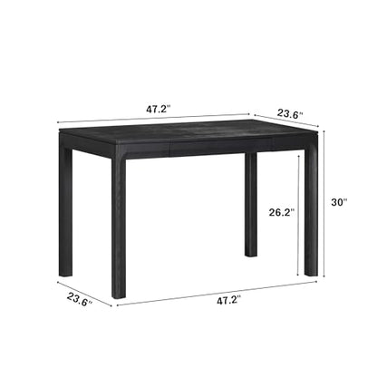 NTC Flow Modern Wooden Rectangle Desk Table with Hidden Drawer – Waterproof & Heat Resistant, Burnt Black - color: Burnt Black, size: 47 Inch, style: Desk
