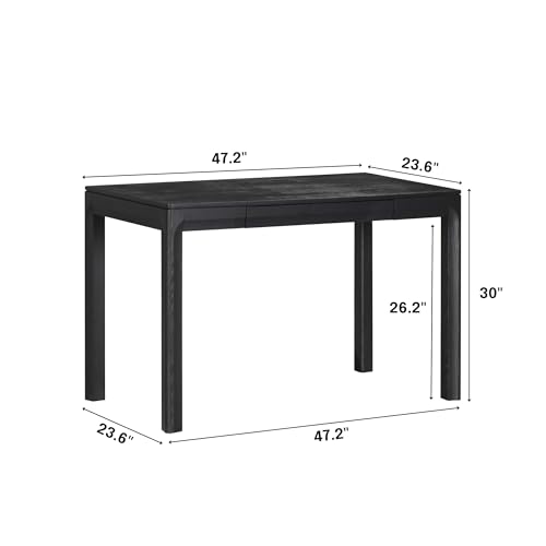 NTC Flow Modern Wooden Rectangle Desk Table with Hidden Drawer – Waterproof & Heat Resistant, Burnt Black - color: Burnt Black, size: 47 Inch, style: Desk