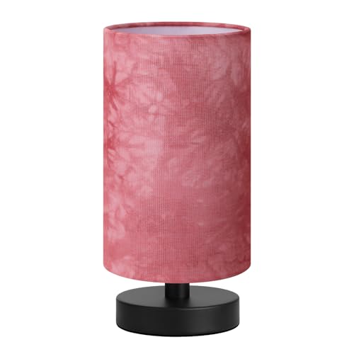 Fenmzee Small Table Lamp for Bedroom - Inline Control, Bedside Lamp with 3000K A15 LED Blub, Easy Assembly (Pink Shade - Black Base, 9" Inline Control) - color: Pink Shade - Black Base