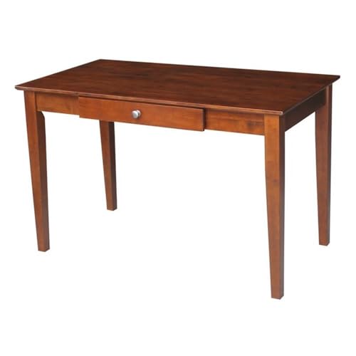 IC International Concepts, Writing Desk With Drawer, Solid Wood, Real Parawood, 48" W x 26" D x 30" H, Easy Assembly, Espresso - color: Espresso