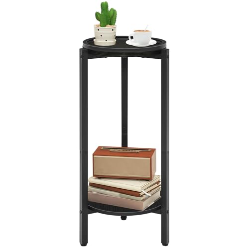 HOOBRO Small Round Side Table for Small Spaces, 28.7" H Tall Coffee Drink Table for Sofa Couch Corner, Circle End Table, Slim Nightstand for Living Room, Bedroom, Black BB167BZ01 - color: Black