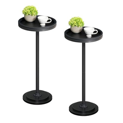 HOOBRO Small Round Side Tables, Set of 2, Drink Tables, Coffee Martini Tables with Pedestal Accent for Small Spaces in Living Room, Bedroom, Sofa Couch, Black BB168BZP201 - color: Black
