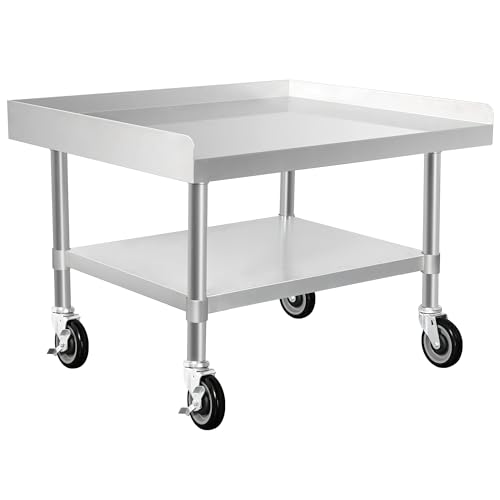 HARDURA Stainless Steel Equipment Work Stand 30" x 36" Prep Table with Under Shelf and Caster for Commercial & Workplace, Home, Hotel, Garage - size: 30" x 36"