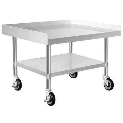 HARDURA Stainless Steel Equipment Work Stand 30" x 36" Prep Table with Under Shelf and Caster for Commercial & Workplace, Home, Hotel, Garage - size: 30" x 36"