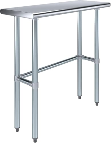 36" x 14" Open Base Stainless Steel Work Table – NSF Certified Commercial Prep Table with Galvanized Legs for Kitchens, Labs & Food Trucks - size: 36"x14"