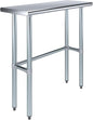 36" x 14" Open Base Stainless Steel Work Table – NSF Certified Commercial Prep Table with Galvanized Legs for Kitchens, Labs & Food Trucks - size: 36"x14"