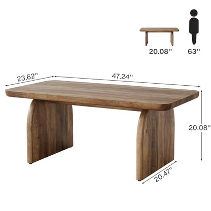Tribesigns Rectangle Coffee Table, 47-Inch Wood Rectangular Living Room Table, Farmhouse Accent Center Low Cocktail Tea Table with Sturdy Base & Rounded Corners, Easy Assembly (Rustic Brown) - color: Rustic Brown